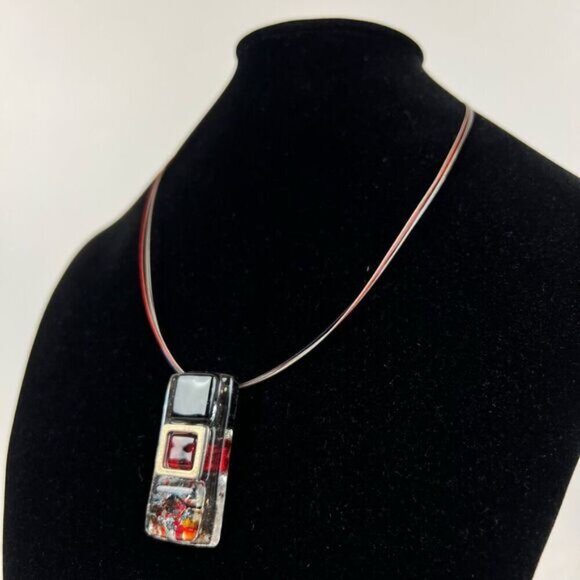 Vintage Resin Art Glass Clasp Closure Necklace Statement Piece - Picture 4 of 15